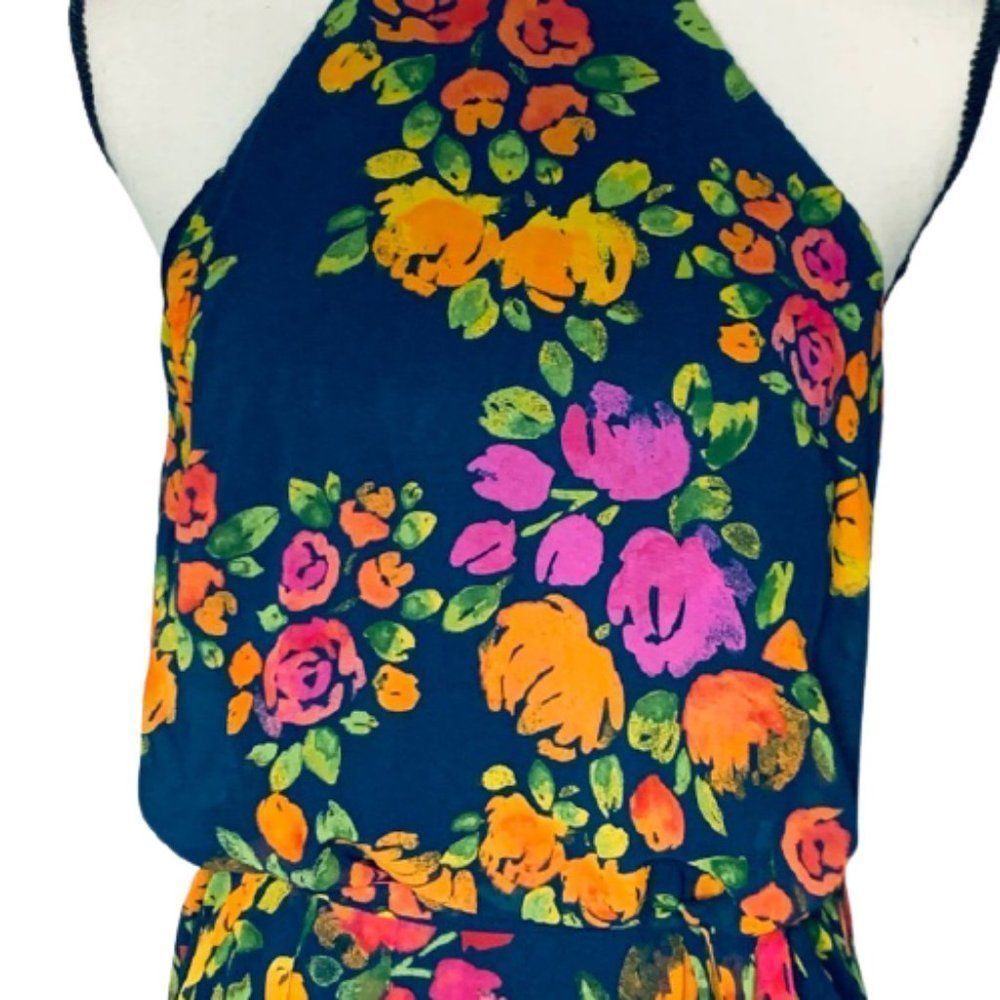 EUC Donna Morgan Women's Navy Floral Halter Maxi